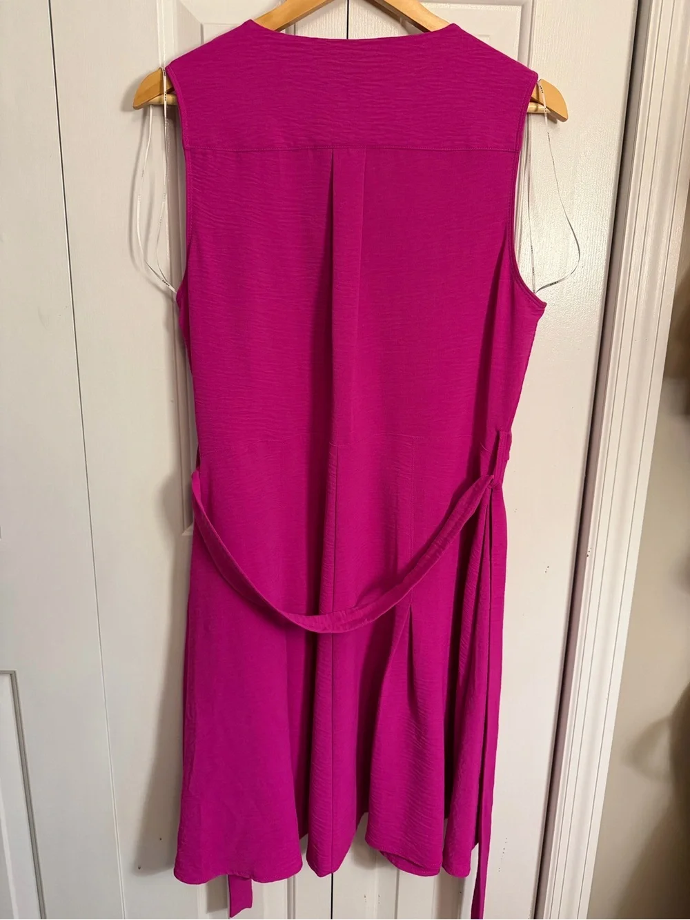 DKNY Magenta Button Front Belted Dress Size 14 - Picture 5 of 9